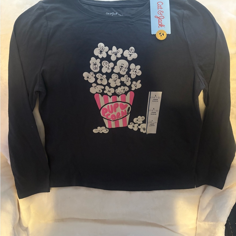 Cat & Jack Dark Blue Long Sleeve with Popcorn Graphic